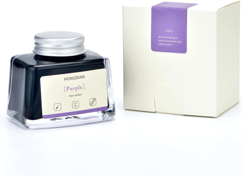 Asvine Hongdian Fountain Pen Bottled Ink Purple Color, 60ml Non Carbon Inkwell Bottle, Artist Calligraphy Ink - Image 3